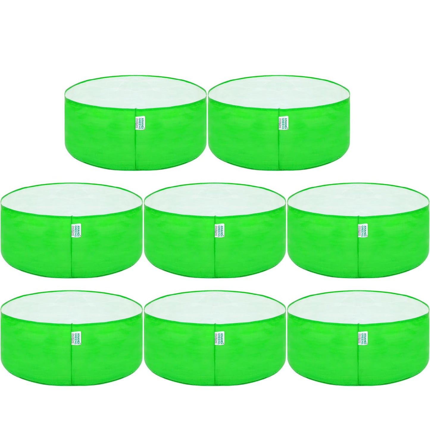 Anandi Green's Hdpe Uv Protected 260 GSM Round Green Colour Plants Grow Bags Suitable for Terrace and Vegetable Gardening 18x6 inch Pack of 4