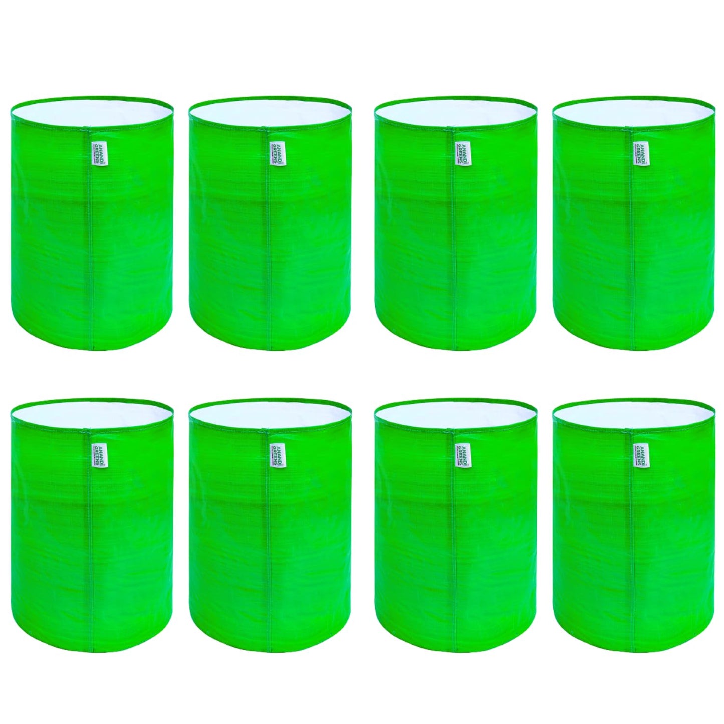 Anandi Green's Hdpe Uv Protected 260 GSM Round Green Colour Plants Grow Bags Suitable for Terrace and Vegetable Gardening 18x6 inch Pack of 4