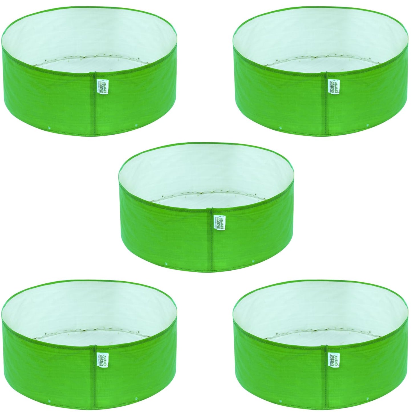 Anandi Green's Hdpe Uv Protected 260 GSM Round Green Colour Plants Grow Bags Suitable for Terrace and Vegetable Gardening 18x6 inch Pack of 4