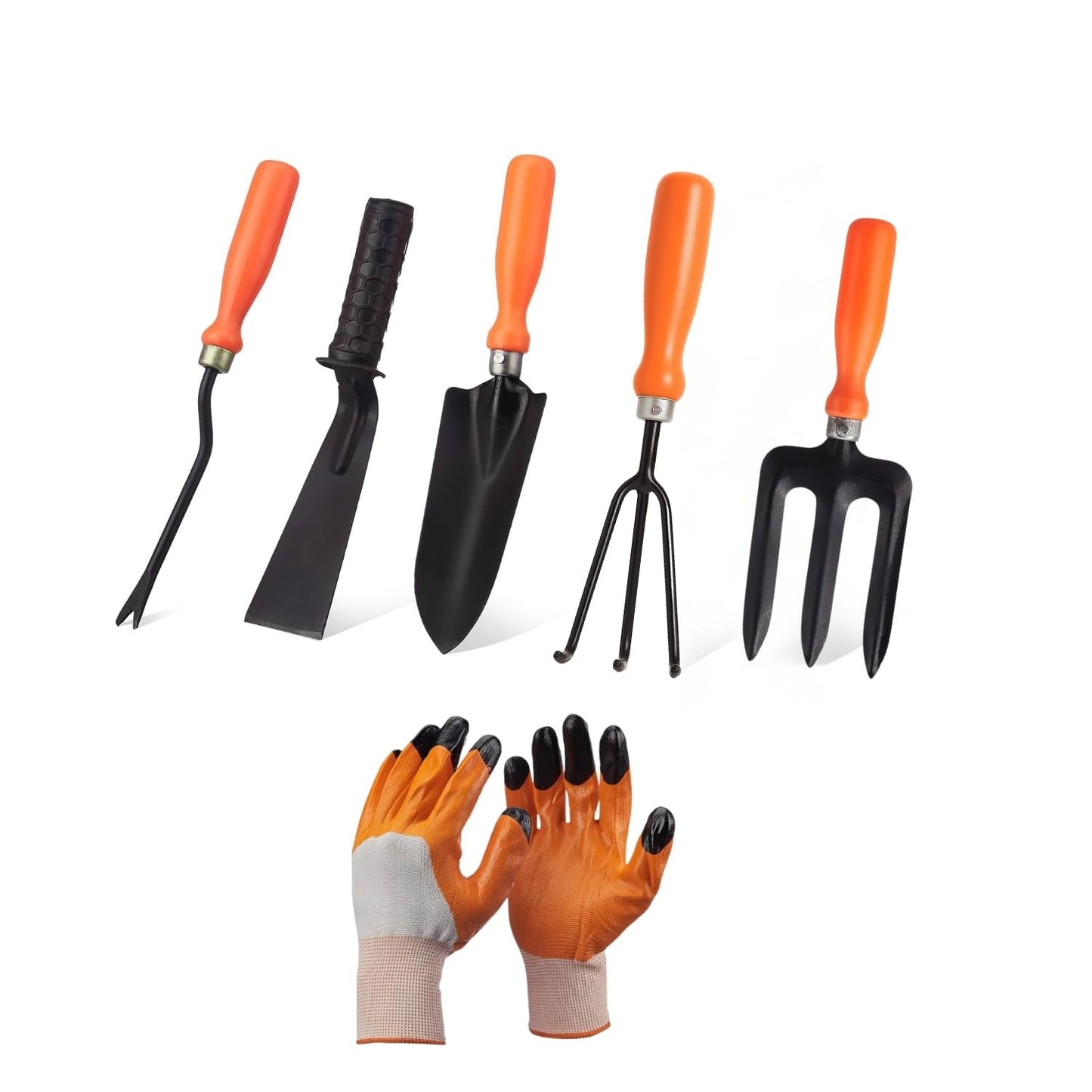 Kraft Seeds Home Tools: 7Pcs Gardening Tools Kit for Home Garden - Cultivator, Fork, Trowels, Weeder, Gloves, Pruner Cutter - Durable Stainless Steel Gardening Items for Indoor and Outdoor Use