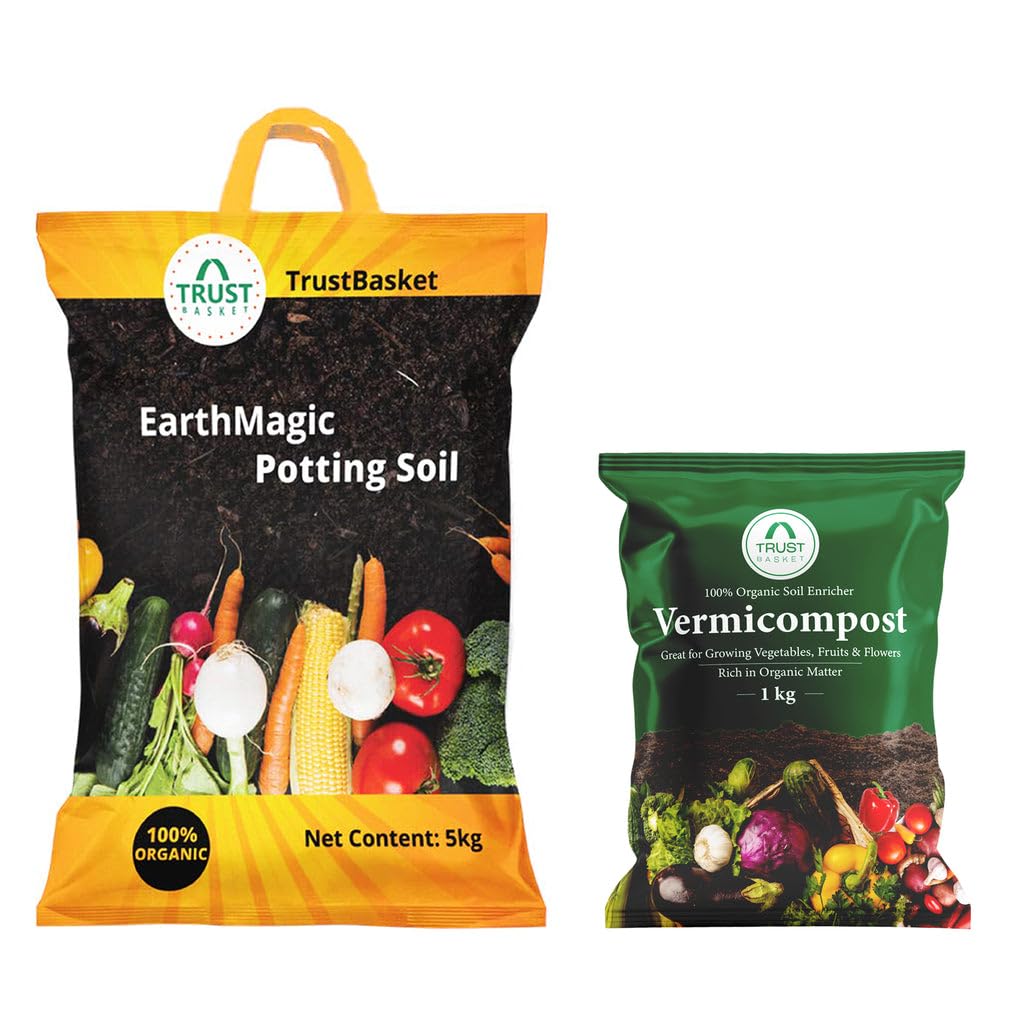 TrustBasket Vermicompost 5kg 100% Natural Organic Fertilizer for Plants | Nutrient-Rich Compost for Home Garden | Improves Plant Health, Water Retention & Soil Quality | Ideal for All Gardening Needs