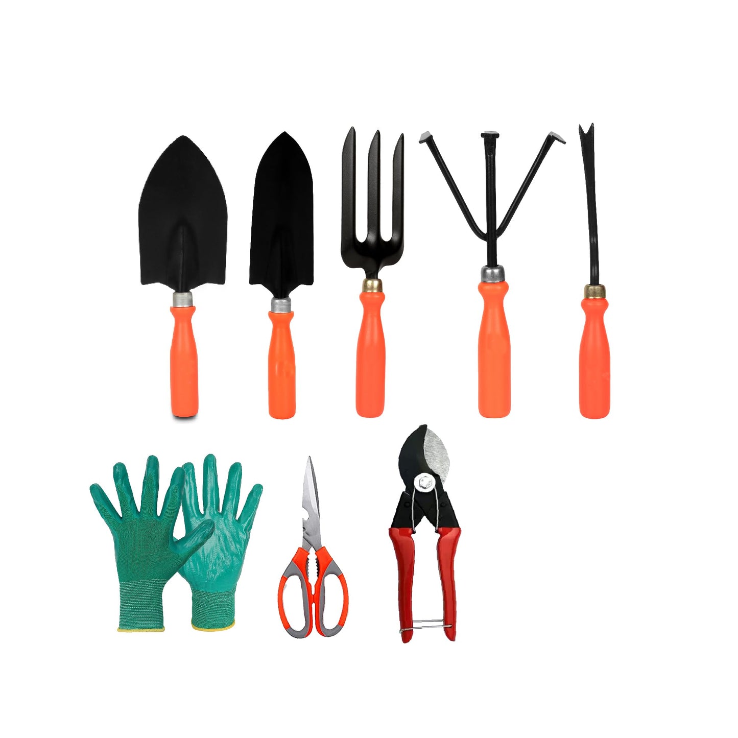 Kraft Seeds Home Tools: 7Pcs Gardening Tools Kit for Home Garden - Cultivator, Fork, Trowels, Weeder, Gloves, Pruner Cutter - Durable Stainless Steel Gardening Items for Indoor and Outdoor Use