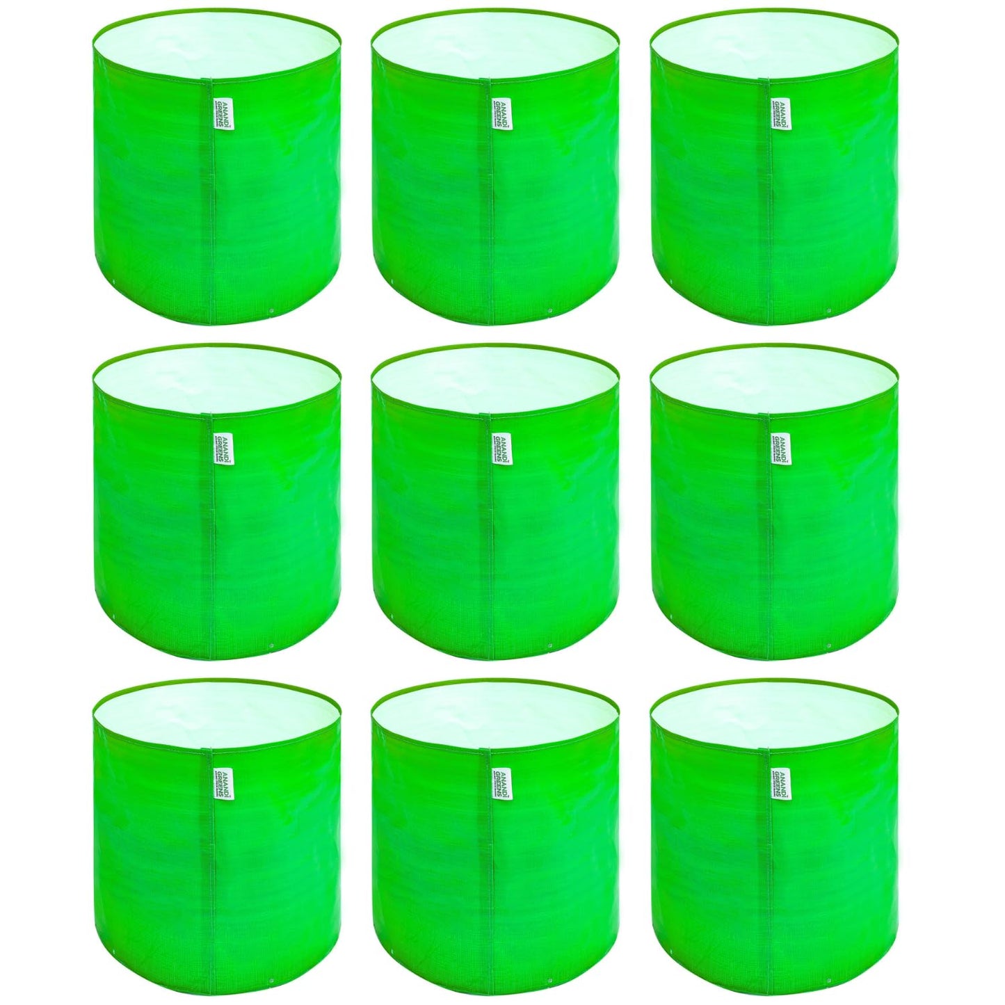 Anandi Green's Hdpe Uv Protected 260 GSM Round Green Colour Plants Grow Bags Suitable for Terrace and Vegetable Gardening 18x6 inch Pack of 4
