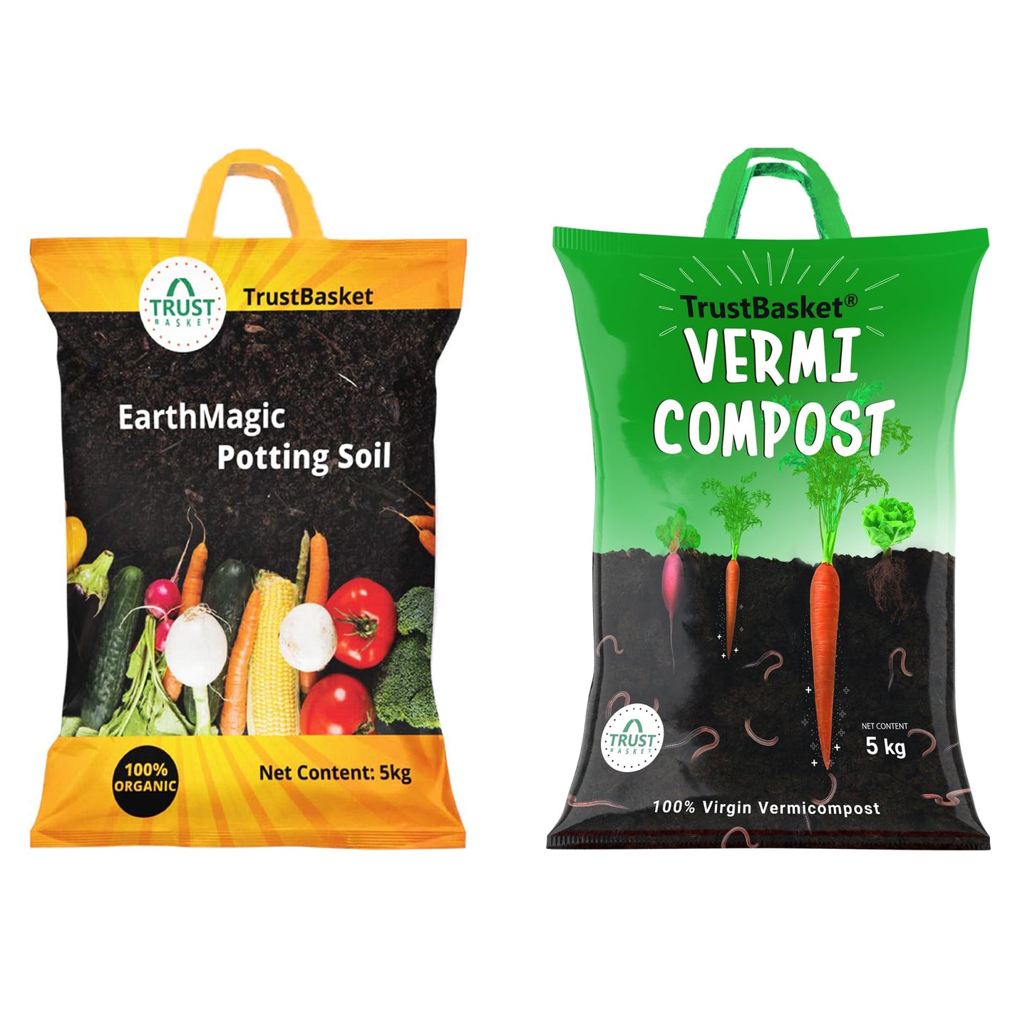 TrustBasket Vermicompost 5kg 100% Natural Organic Fertilizer for Plants | Nutrient-Rich Compost for Home Garden | Improves Plant Health, Water Retention & Soil Quality | Ideal for All Gardening Needs