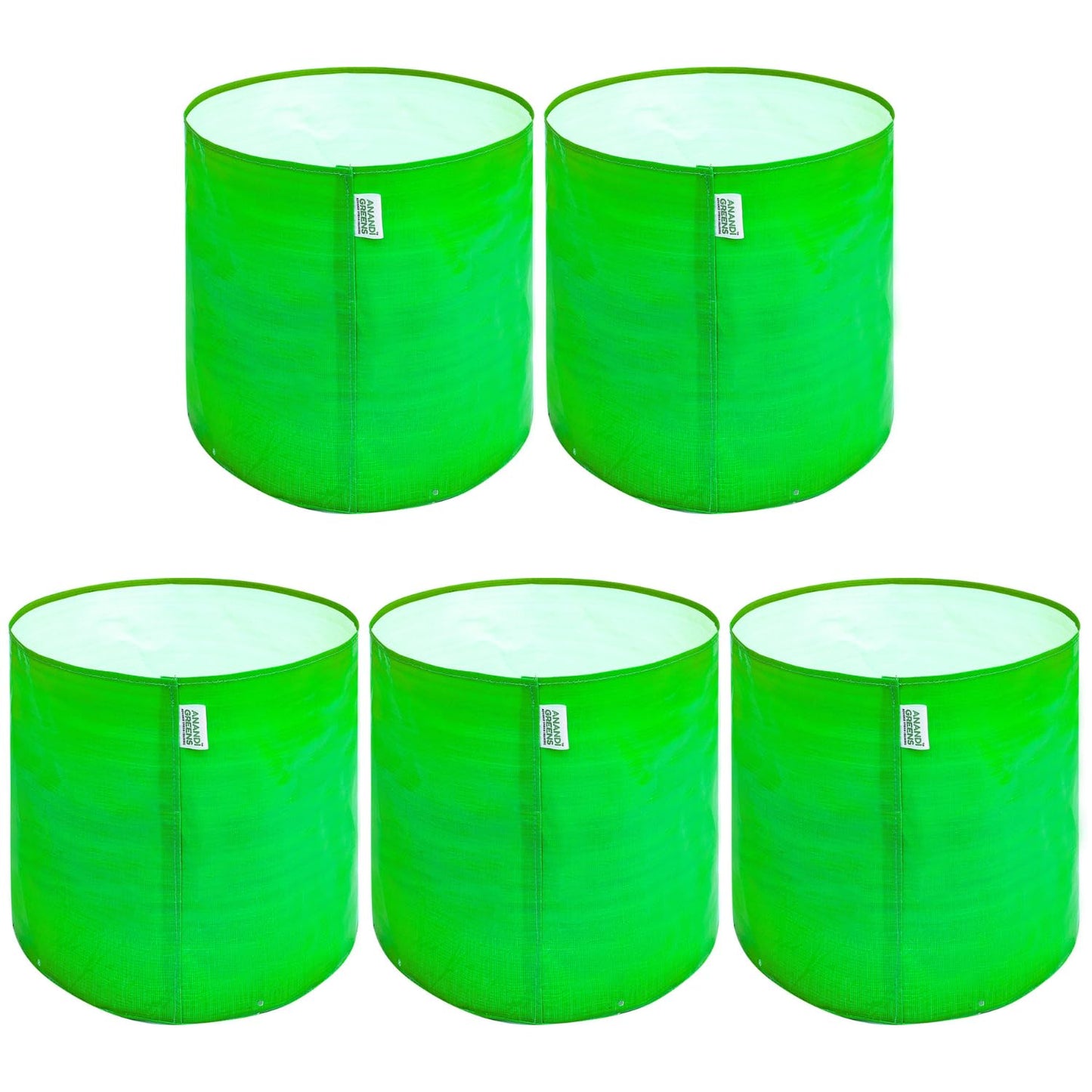 Anandi Green's Hdpe Uv Protected 260 GSM Round Green Colour Plants Grow Bags Suitable for Terrace and Vegetable Gardening 18x6 inch Pack of 4
