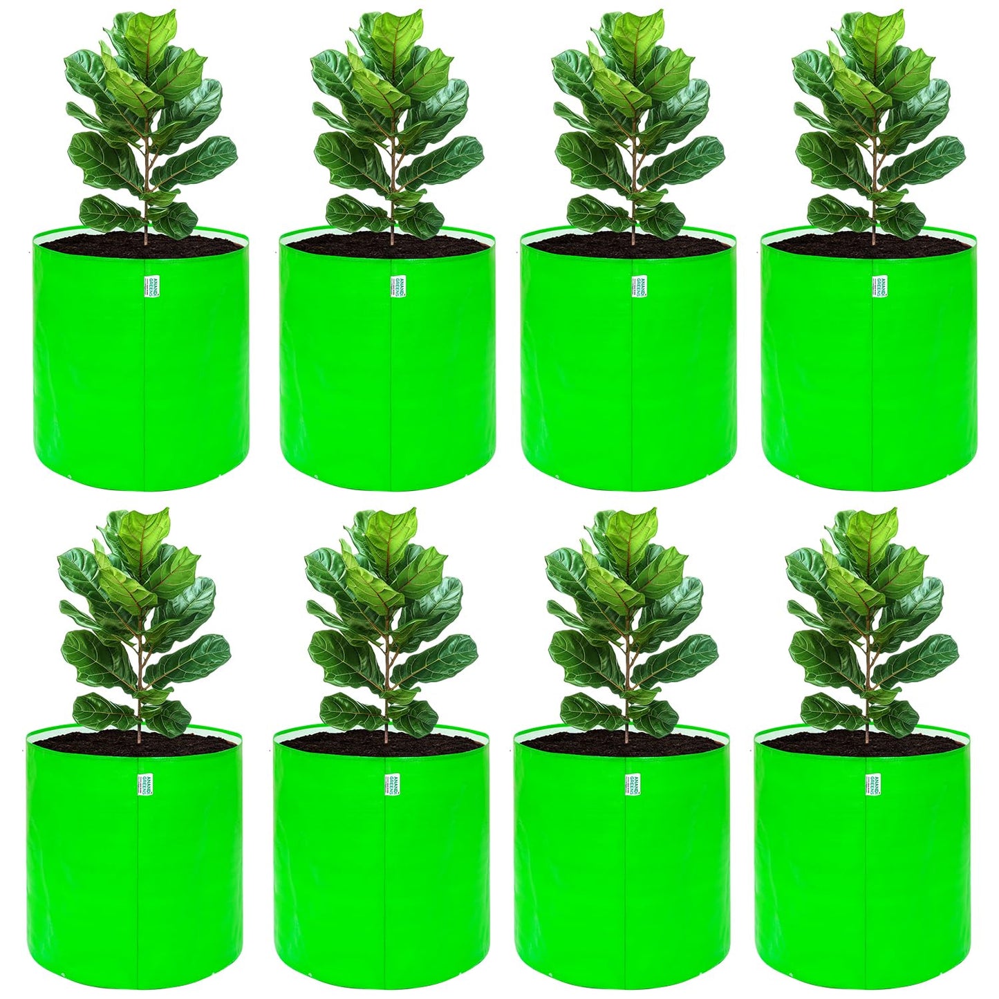 Anandi Green's Hdpe Uv Protected 260 GSM Round Green Colour Plants Grow Bags Suitable for Terrace and Vegetable Gardening 18x6 inch Pack of 4