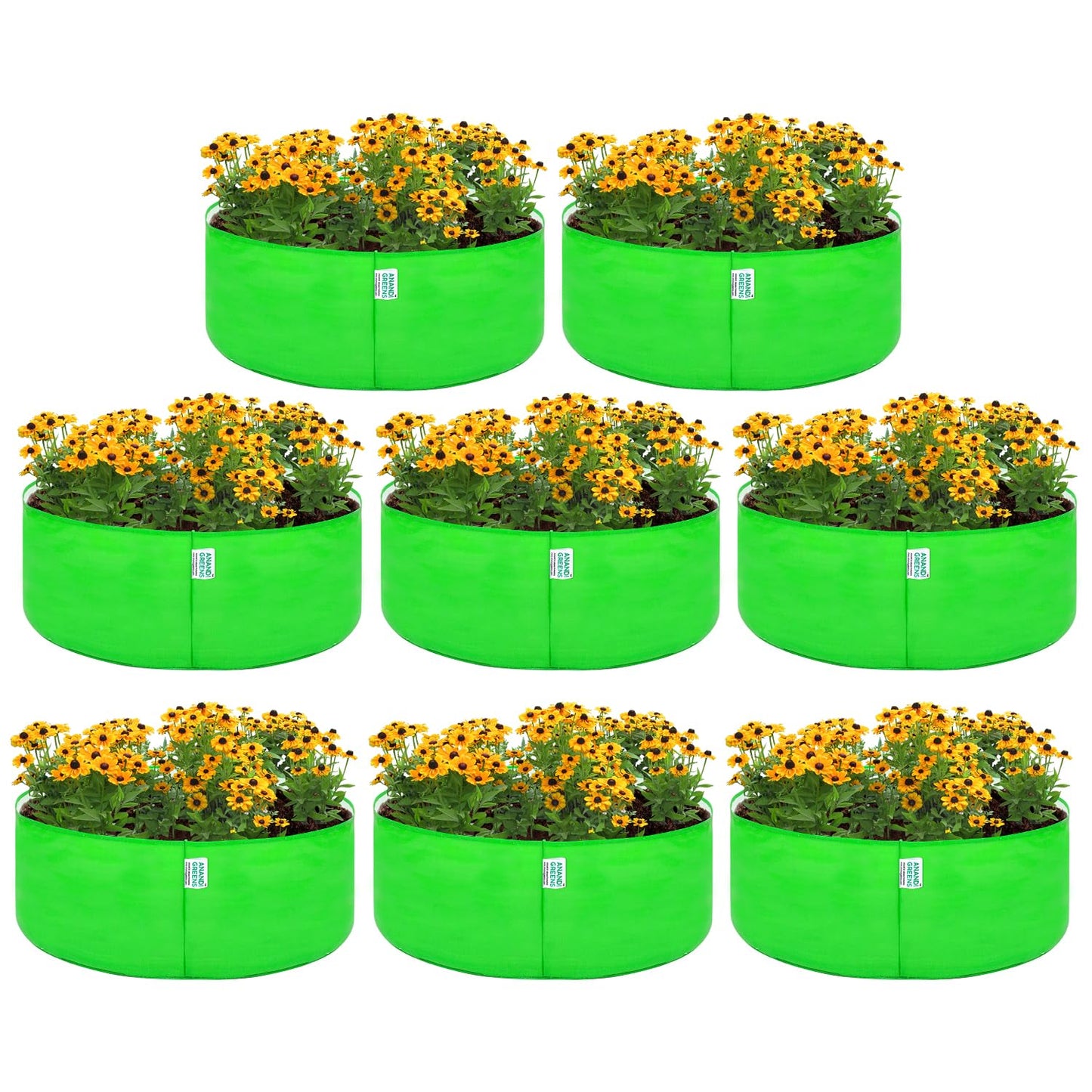 Anandi Green's Hdpe Uv Protected 260 GSM Round Green Colour Plants Grow Bags Suitable for Terrace and Vegetable Gardening 18x6 inch Pack of 4