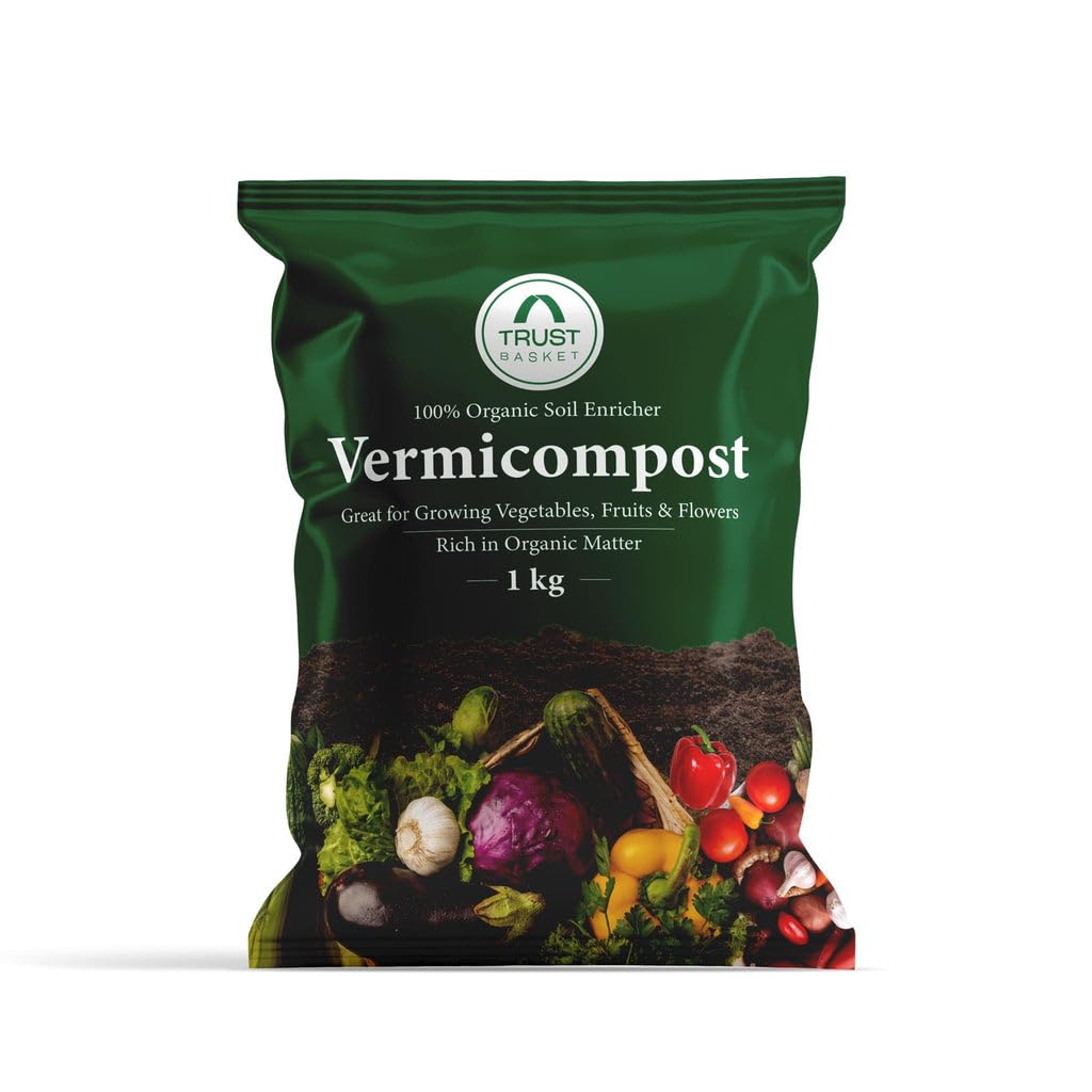 TrustBasket Vermicompost 5kg 100% Natural Organic Fertilizer for Plants | Nutrient-Rich Compost for Home Garden | Improves Plant Health, Water Retention & Soil Quality | Ideal for All Gardening Needs