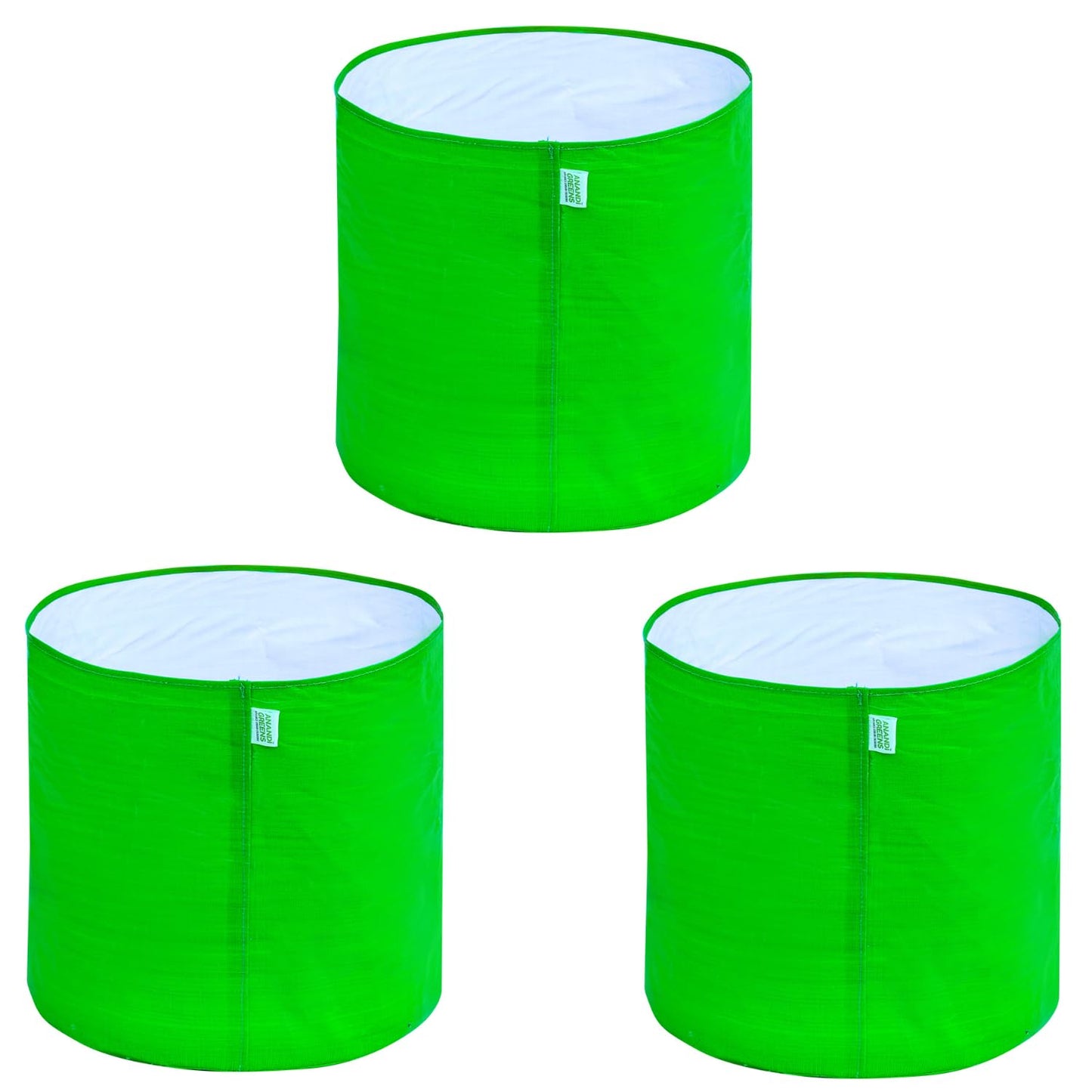 Anandi Green's Hdpe Uv Protected 260 GSM Round Green Colour Plants Grow Bags Suitable for Terrace and Vegetable Gardening 18x6 inch Pack of 4