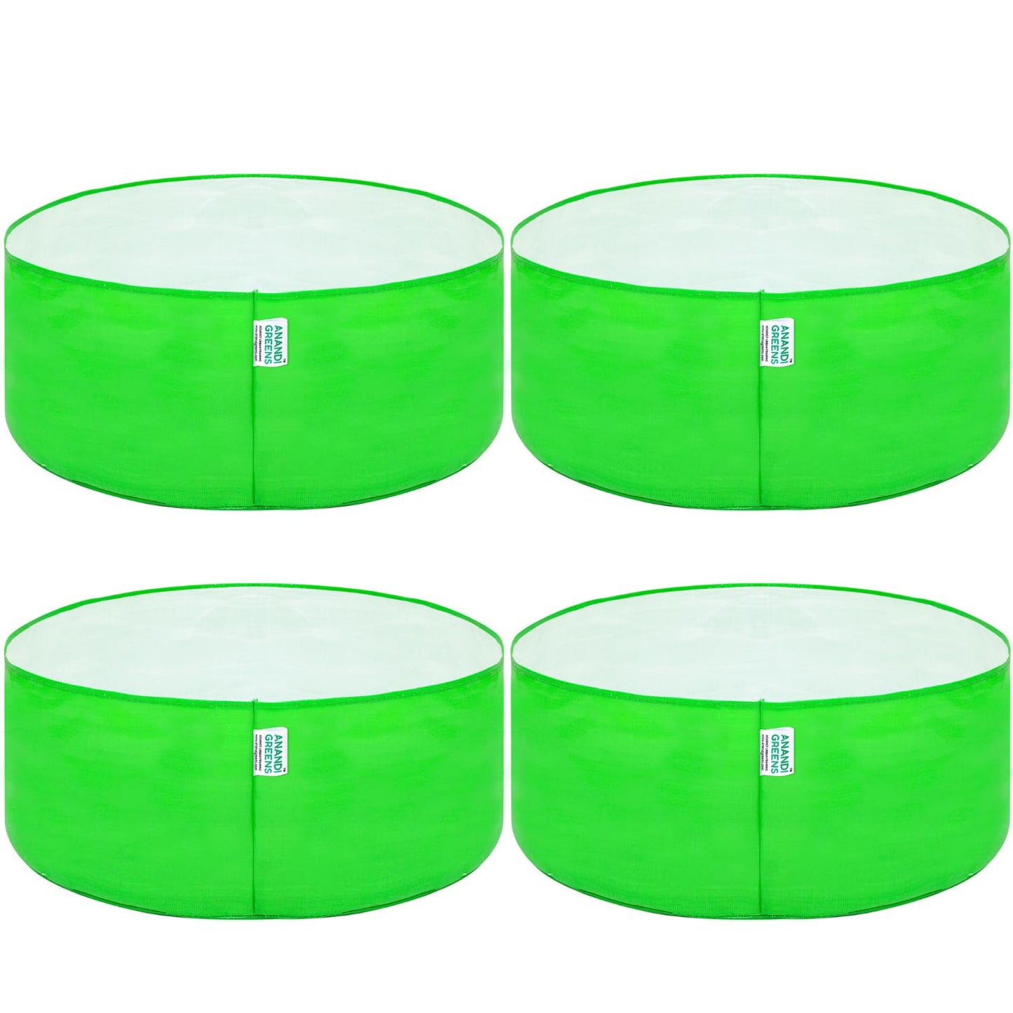Anandi Green's Hdpe Uv Protected 260 GSM Round Green Colour Plants Grow Bags Suitable for Terrace and Vegetable Gardening 18x6 inch Pack of 4