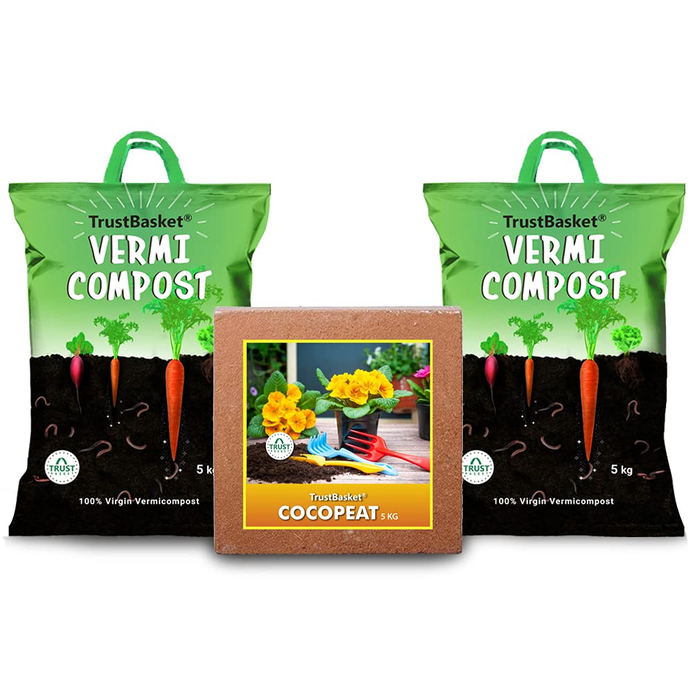 TrustBasket Vermicompost 5kg 100% Natural Organic Fertilizer for Plants | Nutrient-Rich Compost for Home Garden | Improves Plant Health, Water Retention & Soil Quality | Ideal for All Gardening Needs