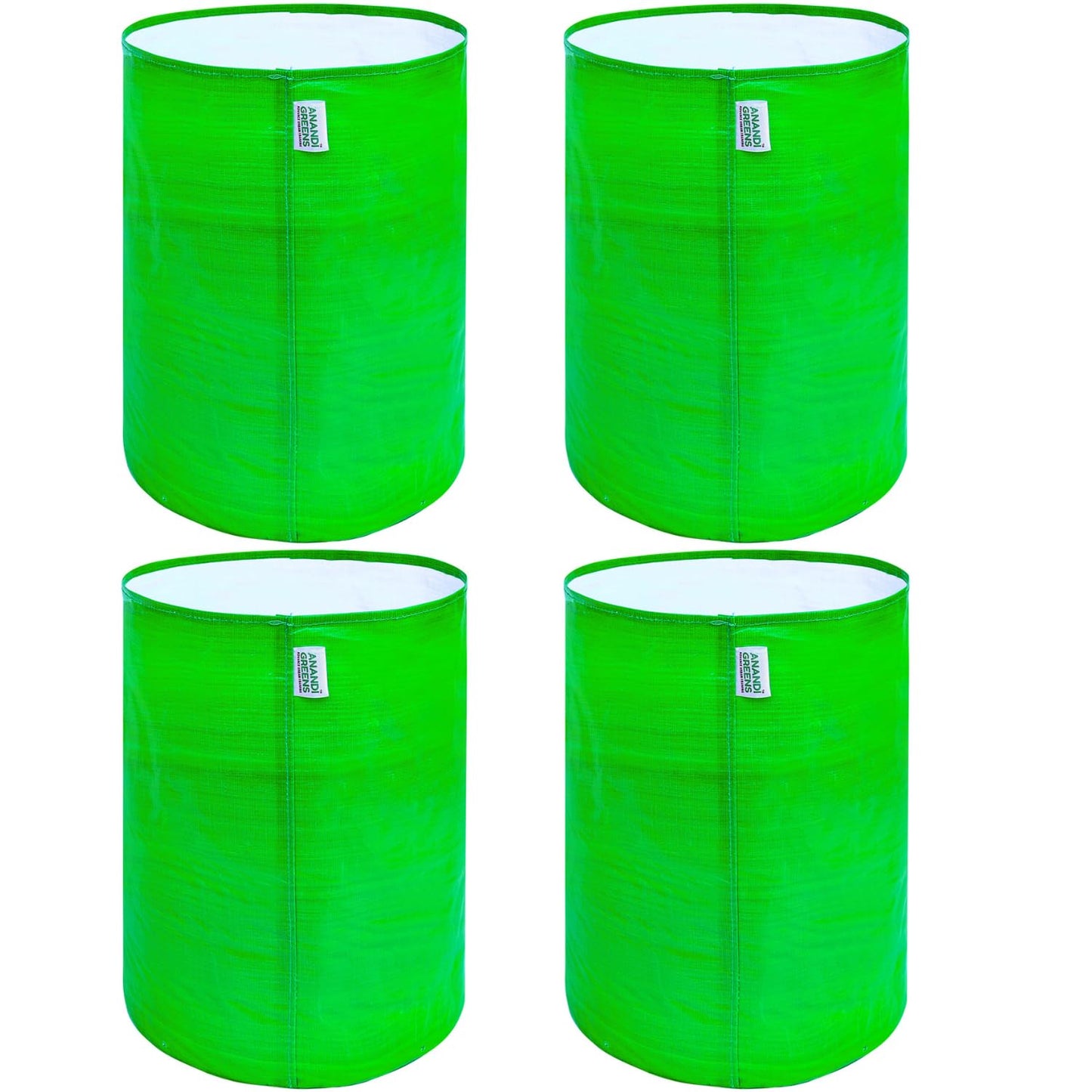 Anandi Green's Hdpe Uv Protected 260 GSM Round Green Colour Plants Grow Bags Suitable for Terrace and Vegetable Gardening 18x6 inch Pack of 4