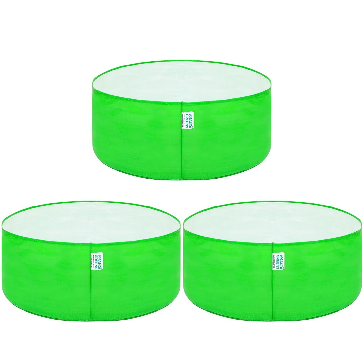 Anandi Green's Hdpe Uv Protected 260 GSM Round Green Colour Plants Grow Bags Suitable for Terrace and Vegetable Gardening 18x6 inch Pack of 4