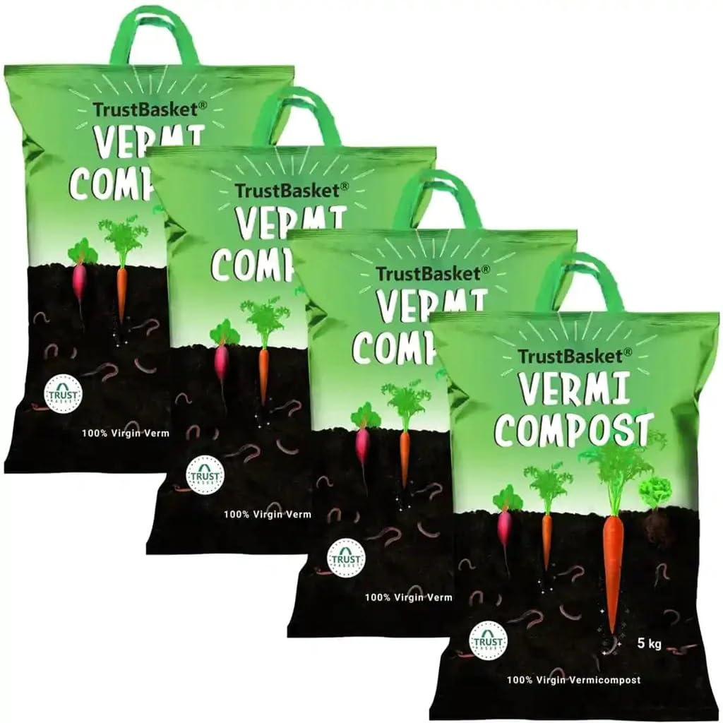 TrustBasket Vermicompost 5kg 100% Natural Organic Fertilizer for Plants | Nutrient-Rich Compost for Home Garden | Improves Plant Health, Water Retention & Soil Quality | Ideal for All Gardening Needs