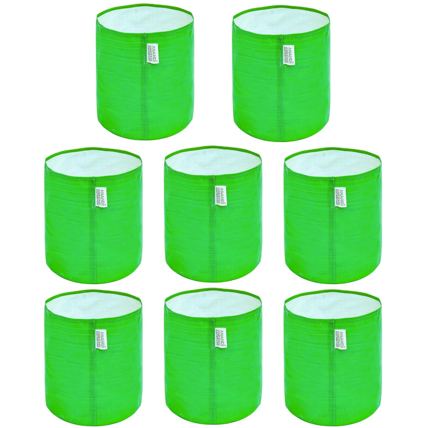 Anandi Green's Hdpe Uv Protected 260 GSM Round Green Colour Plants Grow Bags Suitable for Terrace and Vegetable Gardening 18x6 inch Pack of 4