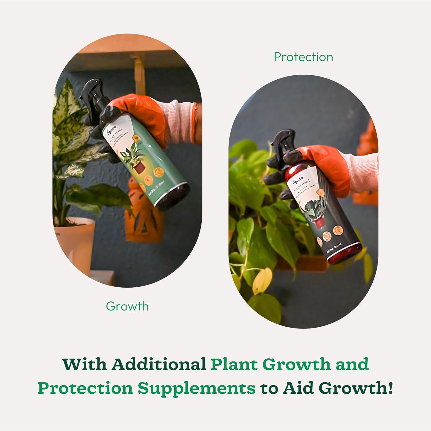 UGAOO Outdoor Gardening Tool Kit for Balcony, Home | 10 Pcs | Cultivator, Weeder, Trowel, Pruner, Spray Pump, Watering Can Vermicompost, Plant Tonic Spray, Neem Guard Spray, Gloves