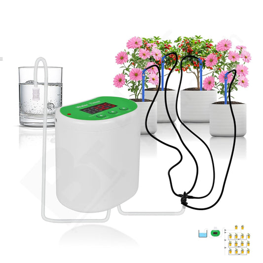 Blackt Electrotech BT29AD0I Automatic Plant Watering System – USB Rechargeable Drip Irrigation Kit with Smart Timer for 12 Indoor Potted Plants, Self-Watering Vacation Solution