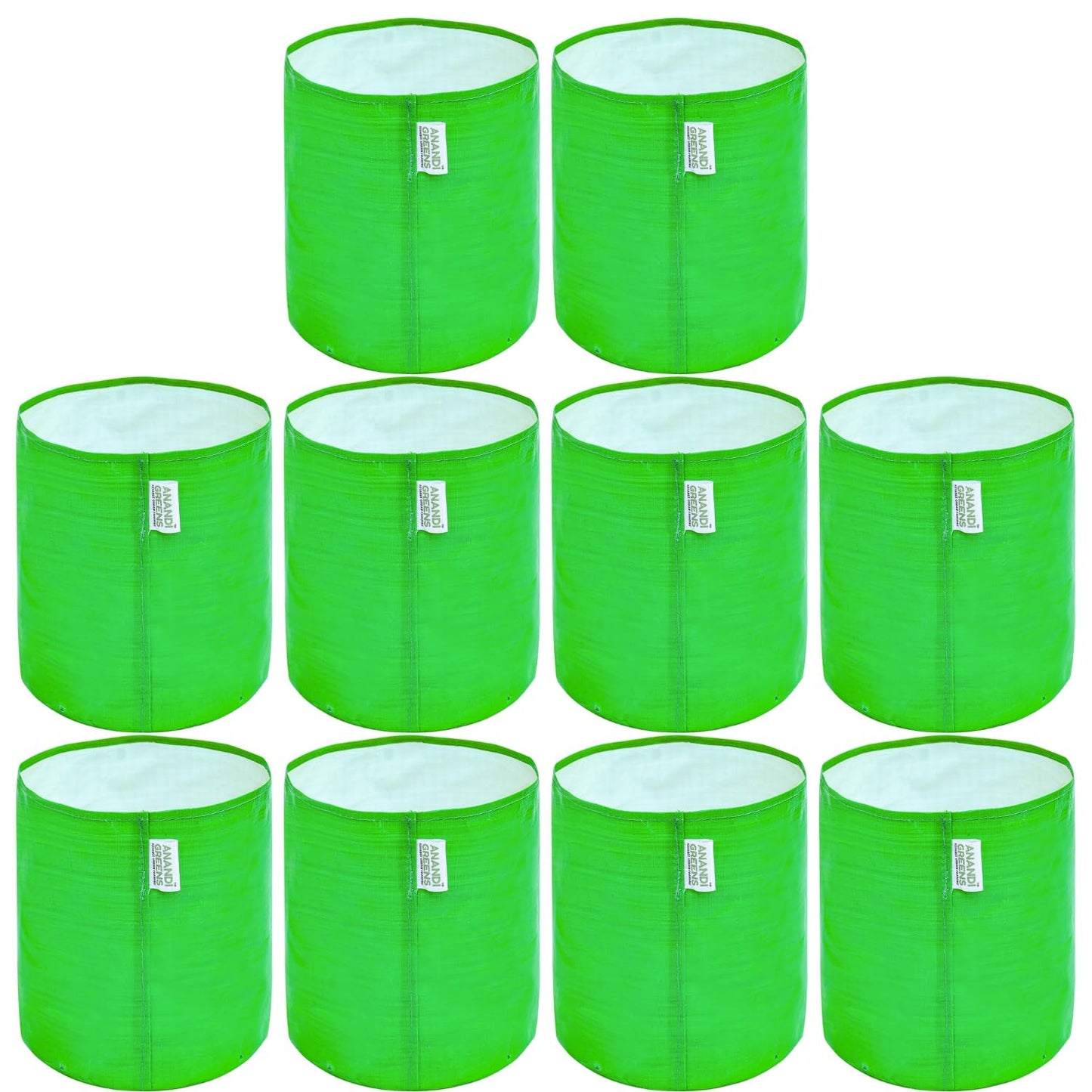 Anandi Green's Hdpe Uv Protected 260 GSM Round Green Colour Plants Grow Bags Suitable for Terrace and Vegetable Gardening 18x6 inch Pack of 4