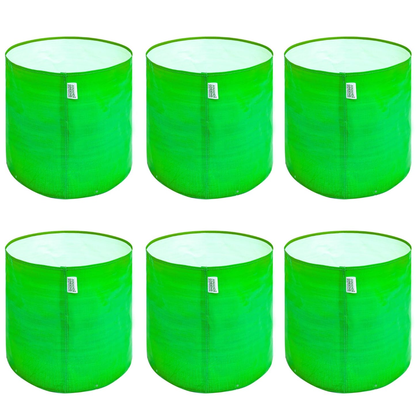 Anandi Green's Hdpe Uv Protected 260 GSM Round Green Colour Plants Grow Bags Suitable for Terrace and Vegetable Gardening 18x6 inch Pack of 4
