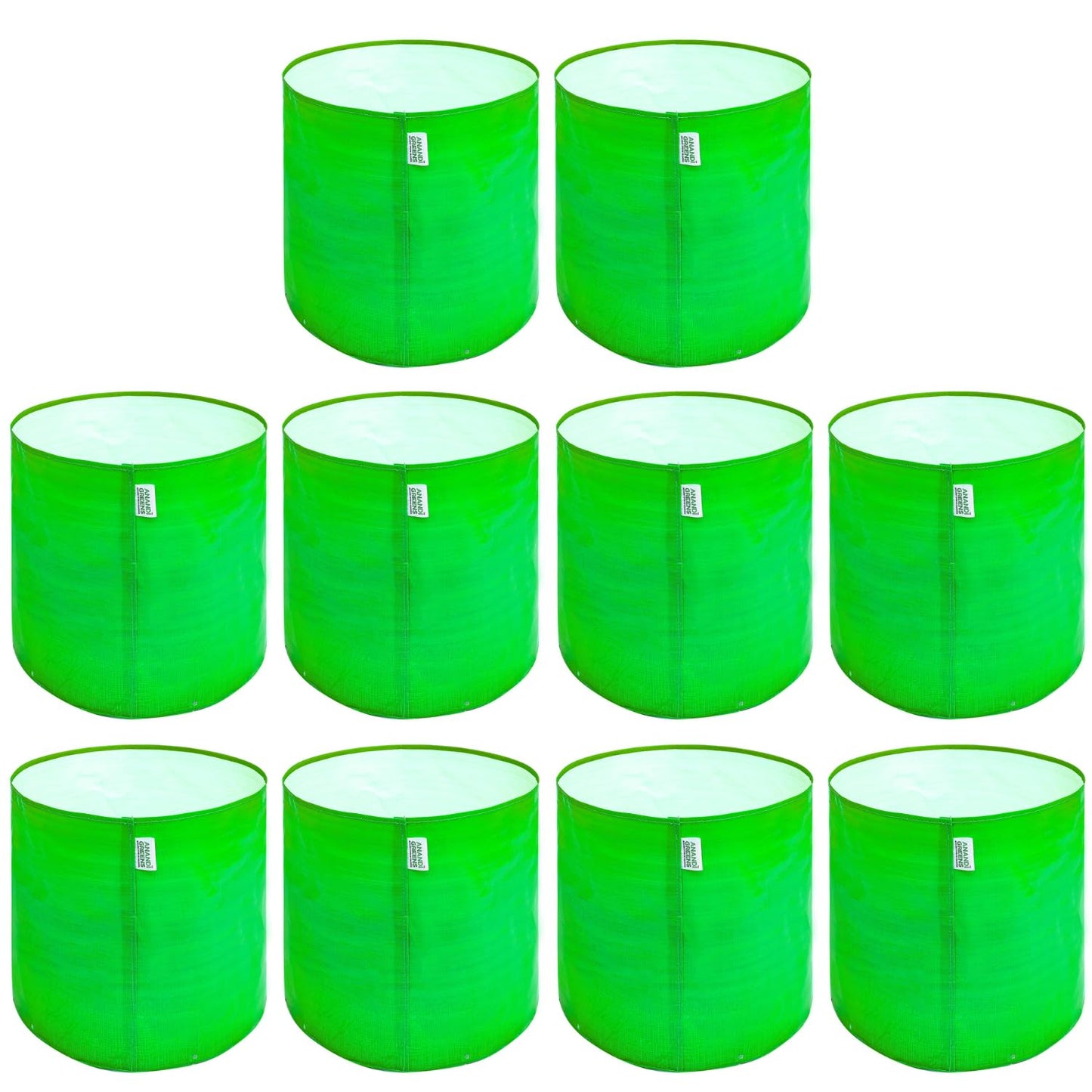 Anandi Green's Hdpe Uv Protected 260 GSM Round Green Colour Plants Grow Bags Suitable for Terrace and Vegetable Gardening 18x6 inch Pack of 4