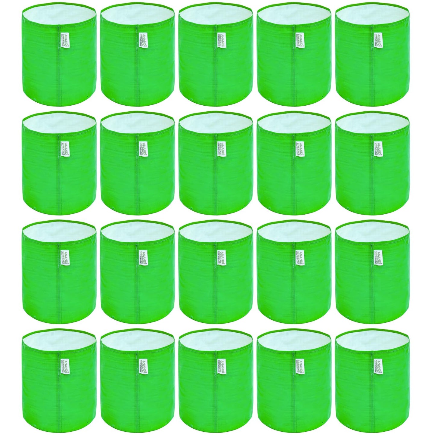 Anandi Green's Hdpe Uv Protected 260 GSM Round Green Colour Plants Grow Bags Suitable for Terrace and Vegetable Gardening 18x6 inch Pack of 4