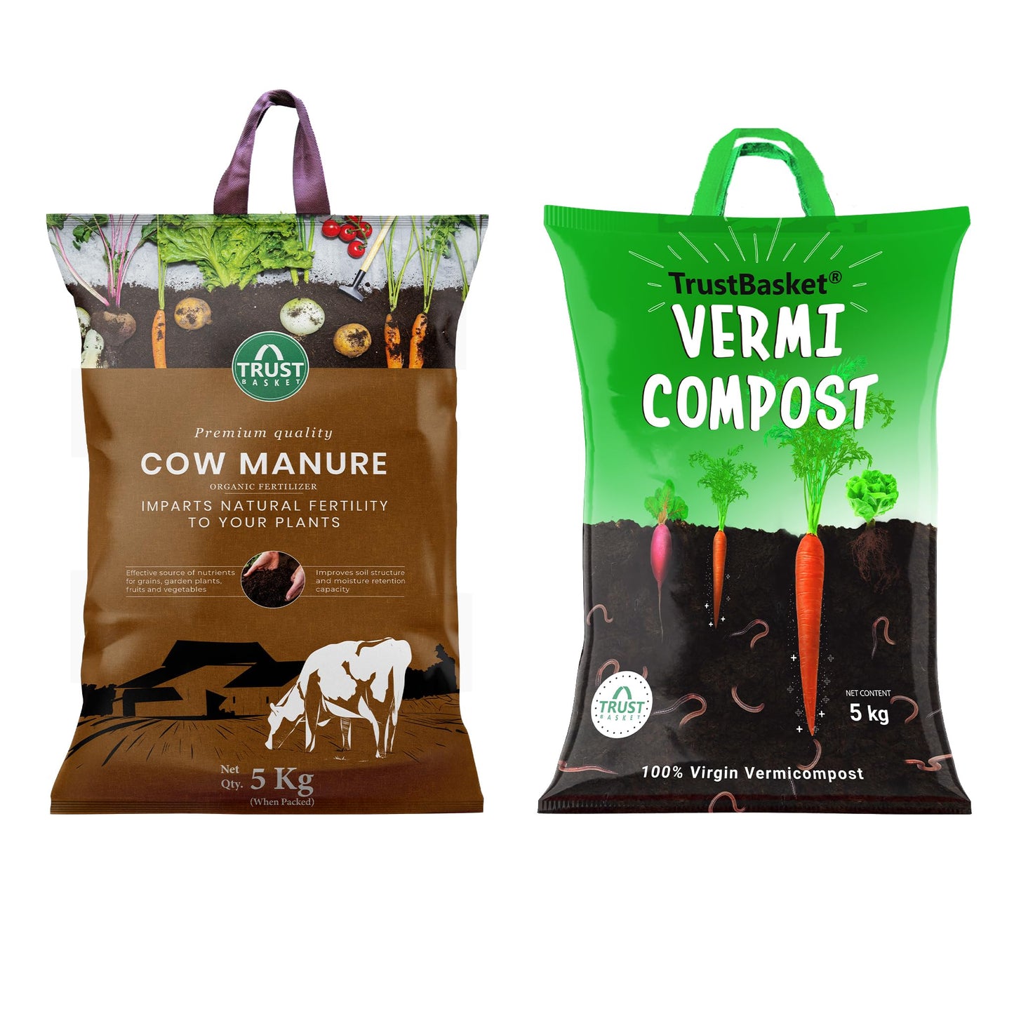 TrustBasket Vermicompost 5kg 100% Natural Organic Fertilizer for Plants | Nutrient-Rich Compost for Home Garden | Improves Plant Health, Water Retention & Soil Quality | Ideal for All Gardening Needs