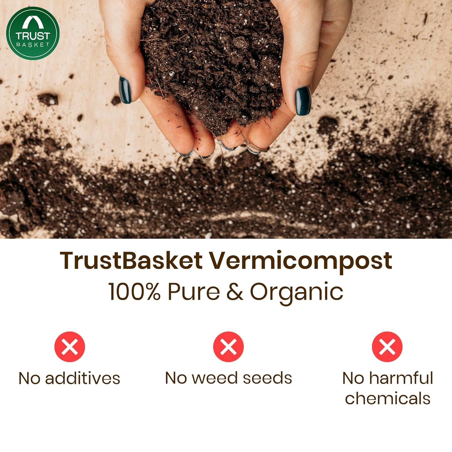 TrustBasket Vermicompost 5kg 100% Natural Organic Fertilizer for Plants | Nutrient-Rich Compost for Home Garden | Improves Plant Health, Water Retention & Soil Quality | Ideal for All Gardening Needs