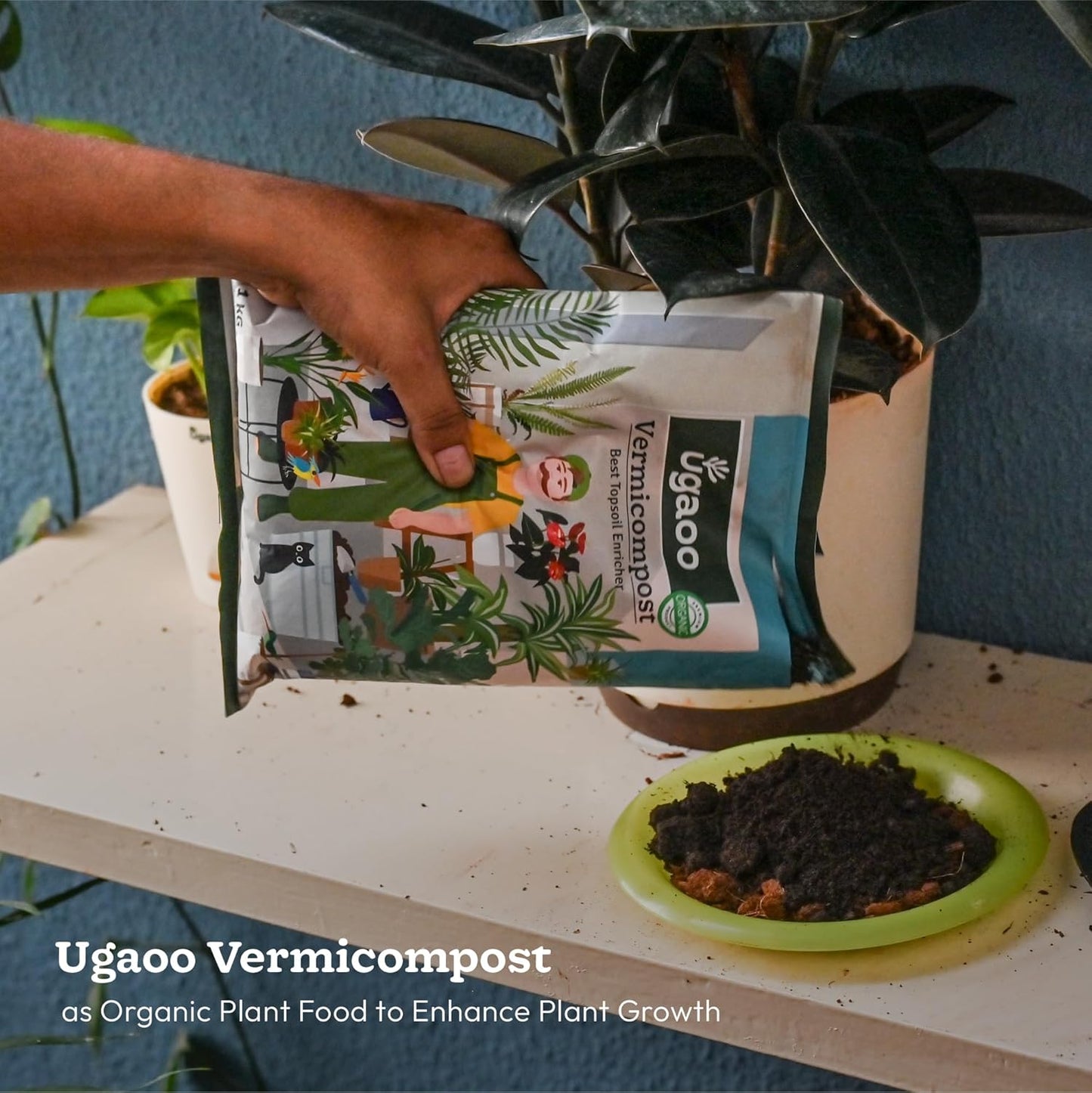 UGAOO Outdoor Gardening Tool Kit for Balcony, Home | 10 Pcs | Cultivator, Weeder, Trowel, Pruner, Spray Pump, Watering Can Vermicompost, Plant Tonic Spray, Neem Guard Spray, Gloves